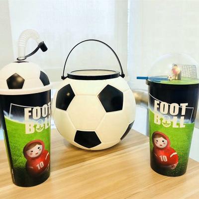 China Sustainable Free Soccer Water Bottle Cup Shape Soccer Gifts Word Qatar Souvenir BPA Plastic Water Tumbler With Logo for sale