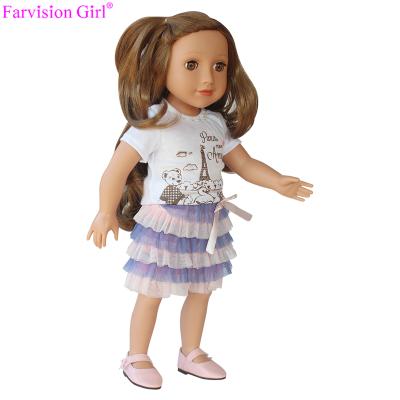 China Changeable Clothing Fashion Girl Vinyl Doll Colorful Skirt 18 Inch New Soft Half Cloth Body Toy White Shirt for sale