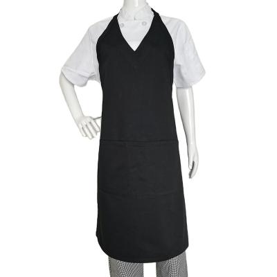 China Custom Breathable V-Neck Coffee Shop Logo Apron Catering Ladies Apron for sale