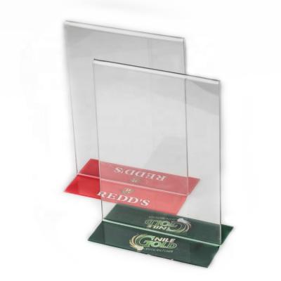 China Durable And High Transparency T Shape Acrylic Plastic Table Sign Holder A5 A4 Size Acrylic Menu Holder For Office for sale