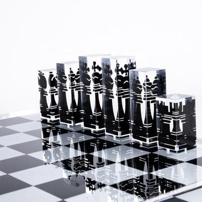 China Lucite Satom Portable Chess Set All Color Novelty Game Board Unique Oriented Chess Set for sale