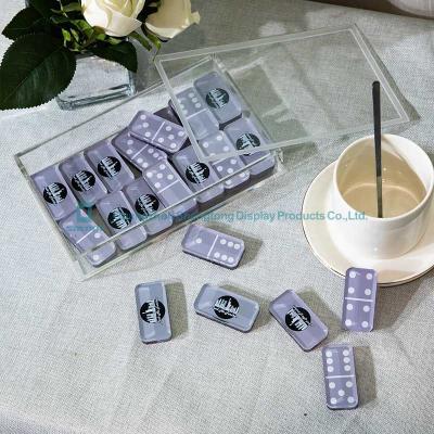 China Portable Dominoes Satom Gambing Transparent Domino Table Game for sale