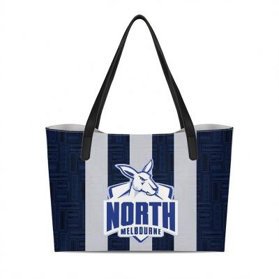 China High Quality Luxury Handbag North Melbourne Kangaroos PU Leather Tote Bags Australia AFL No Zipper Handbags Custom Logo Purse POD for sale