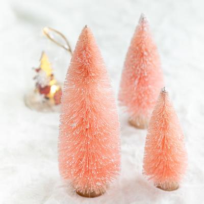 China Christamas Decoration Customized Pink 12cm 15cm 20cm 25cm PVC Christmas Tree Artificial Desktop Decorative Mini Christmas Tree for sale