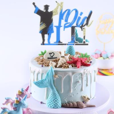 China Party Suppies Graduation Season Cake Insert Card Letter Party Decoration Acrylic Prop Bake Cake Decoration for sale