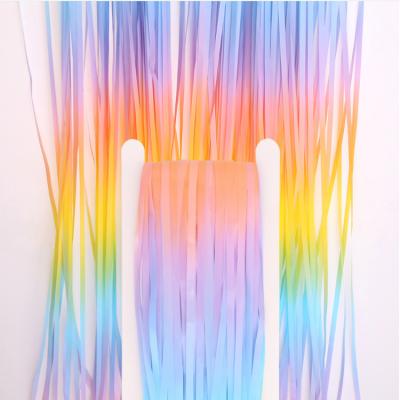 China Festival Decoration Design New Hanging Wedding Decoration Sequin Rain Curtain 1*3m Rainbow Birthday Party Door Window Backdrop Aluminum Fringe Curtain for sale