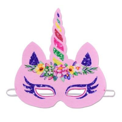 China Party Supplies New Style Rainbow Unicorn Paper Face Mask Kids Birthday Party Supplies Animal Paper Face Masks For Sale for sale