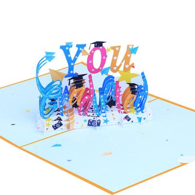 China Festival Decoration Newcomer 3D Happy Graduation Decoration You Graduated Auto Greeting Card With Envelope for sale