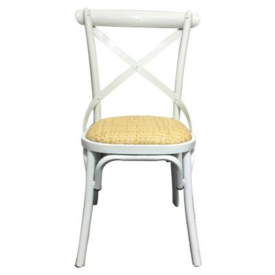 China New Design Modern White Wooden Cross-Back Antique Classic Cross Back Dining Wedding Chair for sale