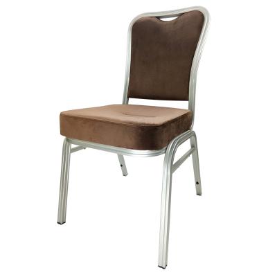 China Modern Wholesale Used Hotel Dining Luxury Velvet Aluminum Banquet Chair Silver For Sale for sale