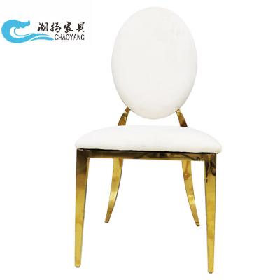 China Factory Directly Sale Modern Stainless Steel Legs Dining Chair Round Gold Stainless Steel Chair For Events for sale