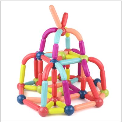 China DIY TOY Kids Creative Flexible Magnetic Building Sticks and Balls 64 PCS Plastic Magnetic Sticks and Balls Building Construction Set Chamber for sale