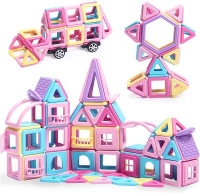 China Eco-friendly Material Figure Kits Toys Magnet Tiles 3D Macaron Colors Learning Building Blocks Development Castle Magnetic Blocks Toys for sale