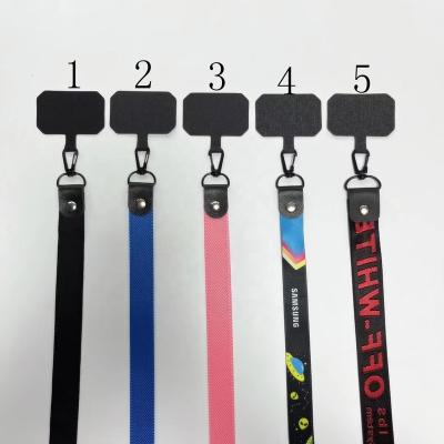 China Custom Wholesale High Quality Eco-friendly Mobile Phone Holder Neck Lanyard Flat Straps With Nylon Oxford Cloth Small Card Pad Patch for sale