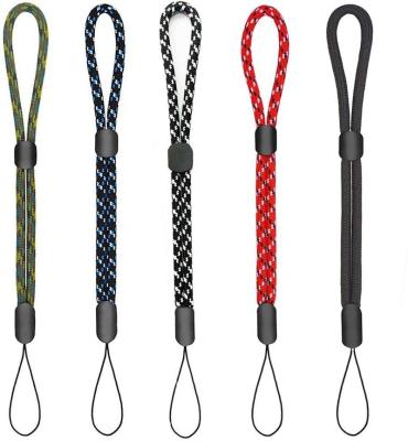 China Custom Made High Quality Eco-friendly Polyester Round Mobile Phone Rope Mobile Phone Hand Straps Adjustable Short Lanyard for sale