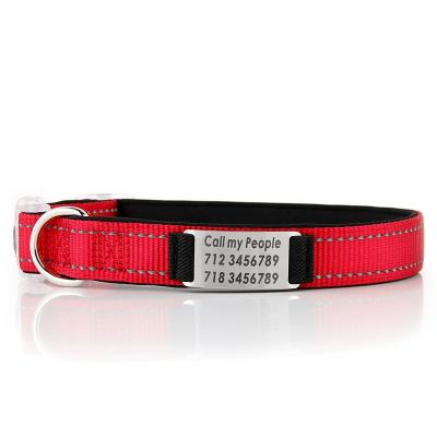 China Custom Reflective Fashion Reflective Nylon Glow In The Dark Durable Thick Polyester Webbing Dog Collar With Neorphene Protection for sale