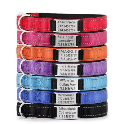 China Custom reflective fashion durable thick polyester nylon soft neophene nylon dog collar reflective wholesale for sale