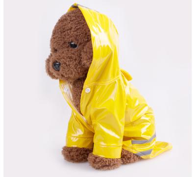 China Spring and Summer Pet Raincoat Cat Clothes PU Reflective Dog Viable Hooded Windproof Raincoat for sale