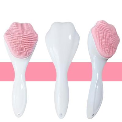 China Viable new hot selling soft silicone manual handle long hair face brush is used for cleaning and massaging the face for sale