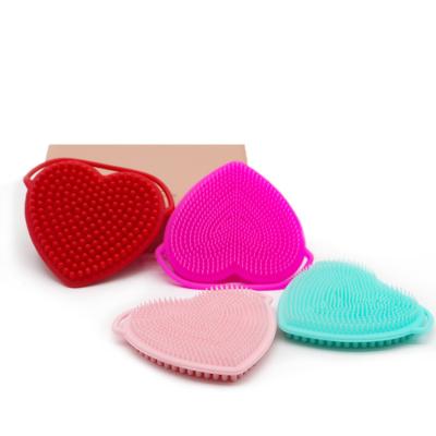 China Viable Baby Silicone Adult Double Sided Heart Shaped Face Brush is used for massage bathing shampoo and face washing for sale