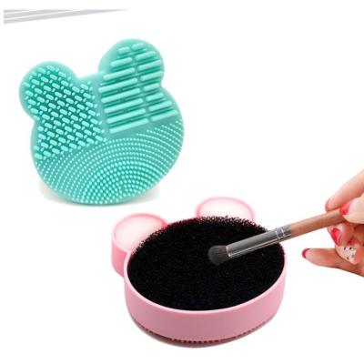 China Cat Head Mickey Mouse Silica Gel Dry Cleaning Sponge Makeup Brush Eyeshadow Brush Box Beauty Brush Viable Cleaning Pad for sale