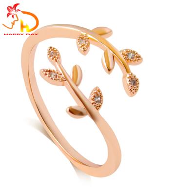 China Latest Arrival Simple Design Classic Women Rose Leaf Rings for sale