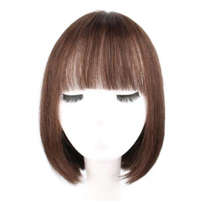 China Natural Color Short Straight Bob Frontal Human Hair Wig Full Machine Made Wig With Bang Lace Bob Wig for sale