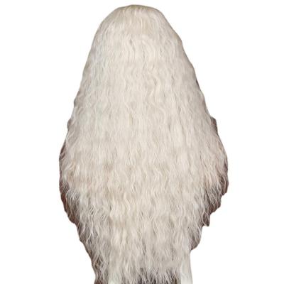 China Wholesale Other Women's Hair Long Synthetic Curly Lace Front 60# Golden Fluffy Wig for sale