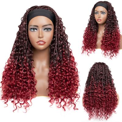 China Long Curly Hair Three Strand Braids Beautiful/Breathable Fashionable Synthetic Dirty Braids Crochet Hair Wigs Headband Wigs for sale