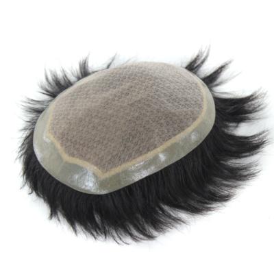 China Wholesale Straight Organic Scalp Hair Men Handwoven Hairpiece for sale