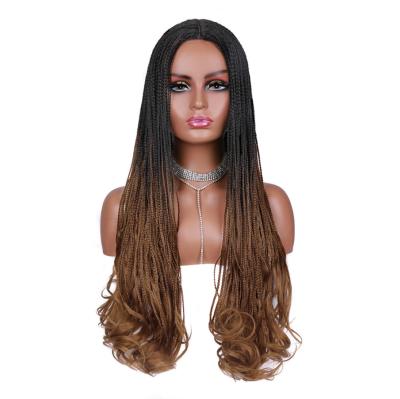 China High Temperature Dirty Female Hair Wig Synthetic Hair Three-Strand Yarn Braid Hair Braid Wig for sale