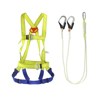 China Polyester factory direct protection belt mounting double hook fall protection safety harness with lanyard for sale