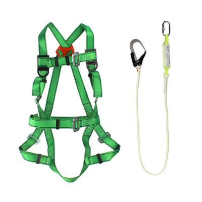 China Wholesale Aerial Work Full Body Belt Working At Waist Single Hook Harness Safety Fall Arrest Harness With Lanyard for sale