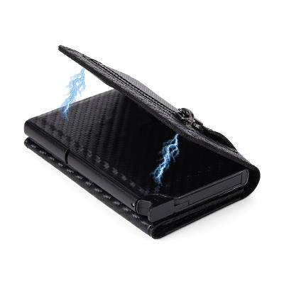 China Custom Modern Slim Aluminum Fiber Blank Metal Holder Credit Card Wallet Smart Money Wallet Bank Slim Wallet Carbon for sale