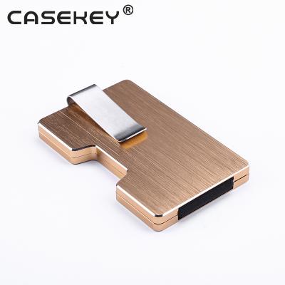 China Fashoin Casekey RFID Blocking Aluminum Credit Card Holder Anti Theft Pop Up ID Card Holder With Money Clip for sale