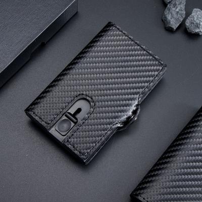 China Fashionable 2021 RFID real carbon fiber designer purses rfid wallet coin zipper card holder case for sale