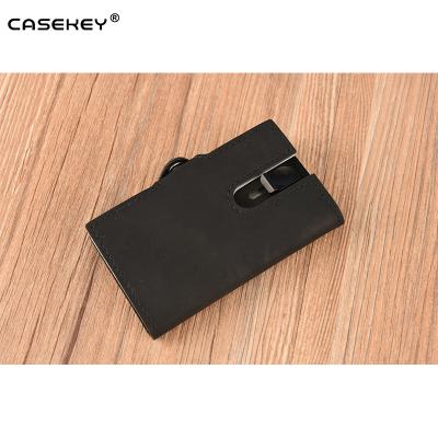 China RFID Casekey Fashion Men's Metal RFID Blocking Slim Minimalist Card Holder Carbon Fiber Wallet for sale