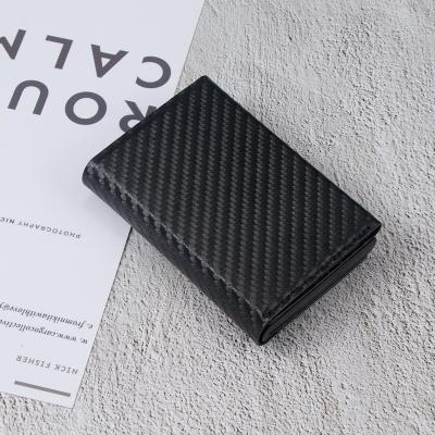 China 2021 small credit carbon fiber rfid mini bank case pocket rfid front card holder metal wallet for sale