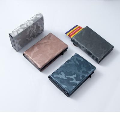 China 2021 RFID alloy metal zipper silver clip rfid card holder men mini wallet for sale