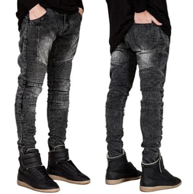 China BB-J02-60 QUICK DRY China factory destroyed style denim pants blue washed biker tapered jeans for men for sale