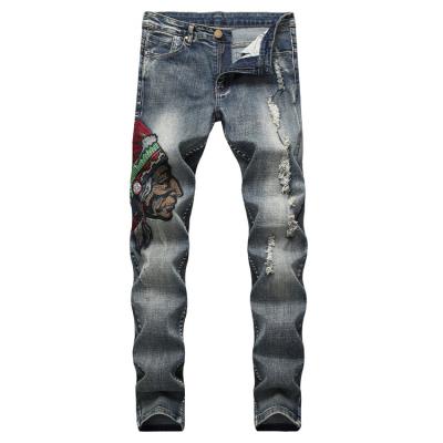 China Latest Design CK-J1701-65 European Style QUICK DRY Ripped Denim Men Jeans Pants for sale