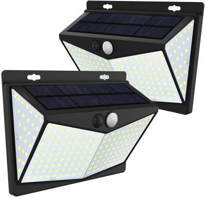 China Outdoor Solar Wall Mounted Product 208 LED Light Outdoor Solar Garden Yard Waterproof Security Wall Lamp for sale