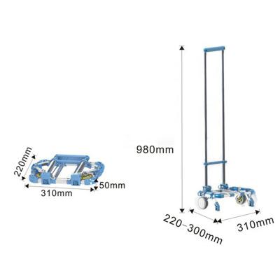 China 2 Folding Multifunction Easy In Fold -1 Hand Trolley With Wheels For Traveling Supermaket Or Mini Size Can Put In The Bag for sale