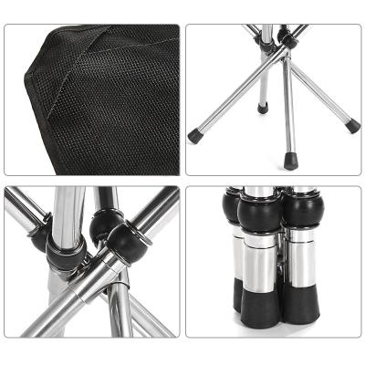 China Popular Stainless Steel Oxford Cloth Folding Camping Four Legs Easy Carrying Sneak Mini Camping Stool for sale