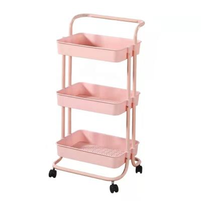 China Sustainable Metal Kitchen Rolls Block Storage Racks Racks Cart Utility Cart Hand Carts 3 Tier for sale