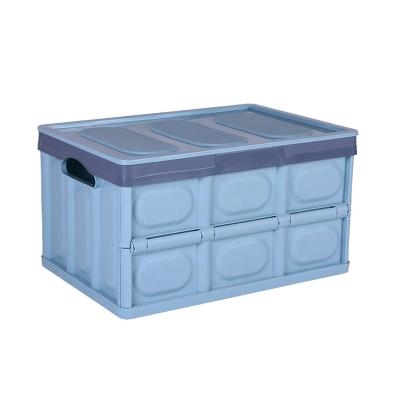 China Plastic Stackable Collapsible Box 30L Durable Durable Collapsible Storage Box With Folding Lid Storage Bins Free Samples Available for sale