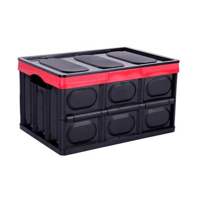 China 56L PP Sustainable Foldable Plastic Crate Collapsible Plastic Storage Box With Lids For Car Or Home Free Samples Available for sale