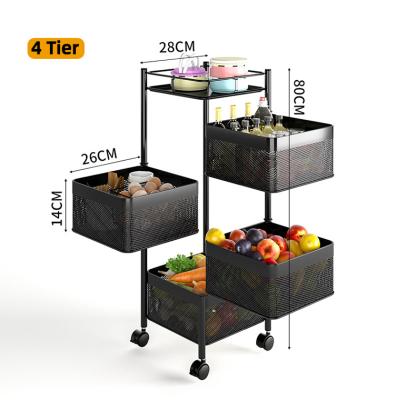 China Sustainable Fashion Modern Black Four Layers Space Saving Multifunctional Movable Square Iron Shelf Rotating Storage Rack Materials for sale