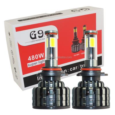 China Fit For Car And Truck Wholesale CE RoHS 10-48V 4 Faces COB G9 Truck Led Headlight 12000LM HB3 9005 Led Car Headlight for sale