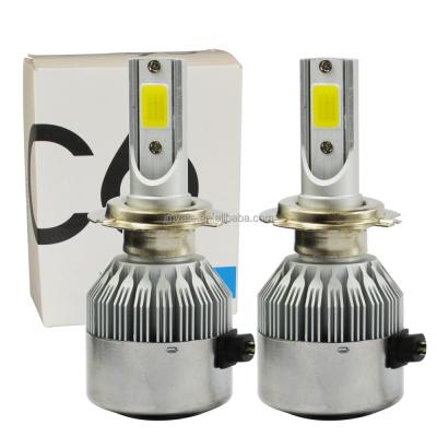 China Fit for car 12V 24V CE Rosh 7200LM 36W COB C6 car led headlight bulb H7 c6 led headlight kits 6000k for sale